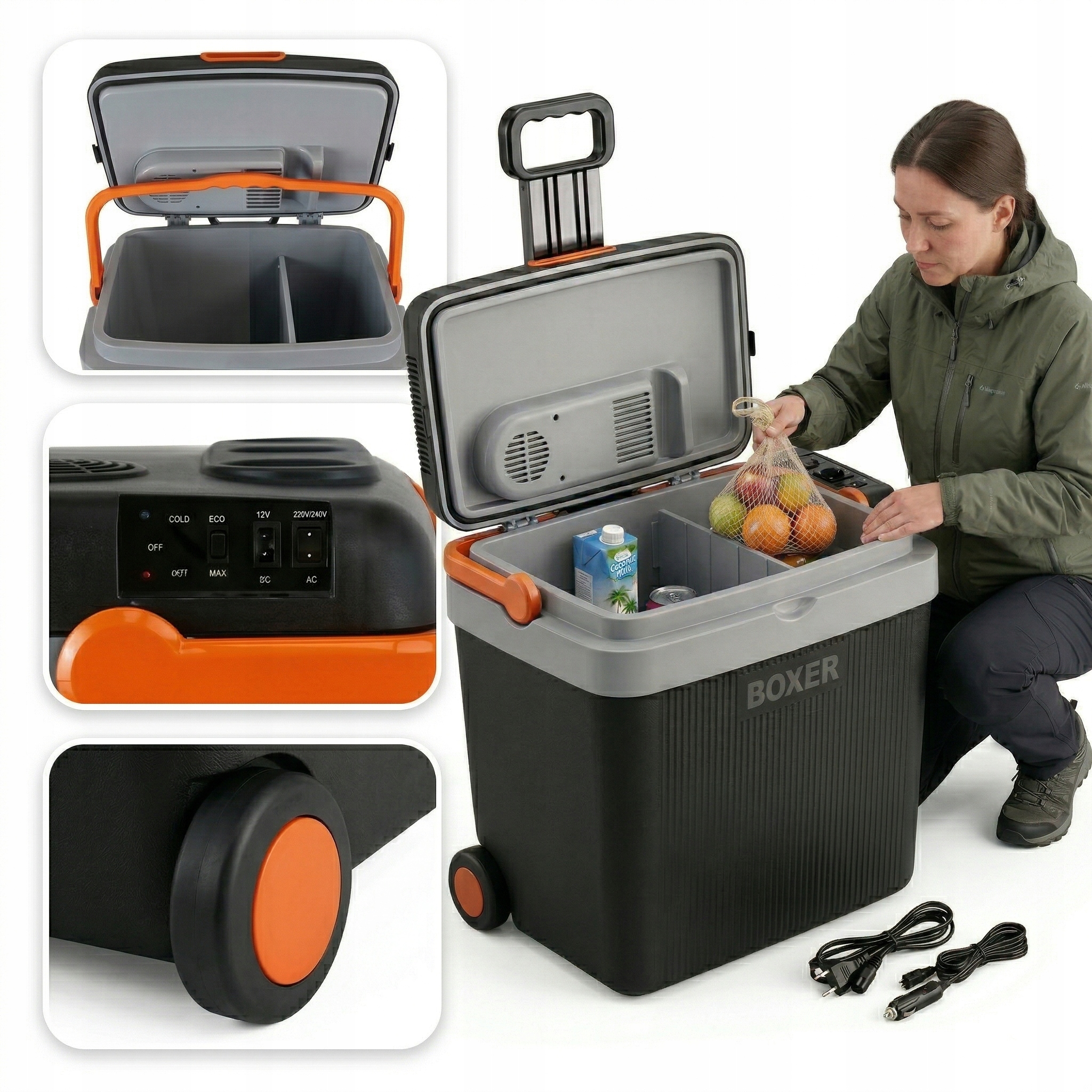 Lodówka samochodowa Turystyczna 40L na kółkach 12V 230V Chłodzi Grzeje -eco