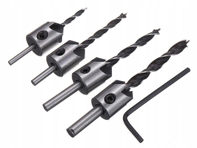 WIERTŁA DO DREWNA Z POGŁĘBIACZEM REGULOWANE 3-6 mm