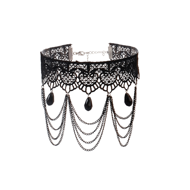 

Choker Koronkowy Haft Czarny Naszyjnik Gothic CH04