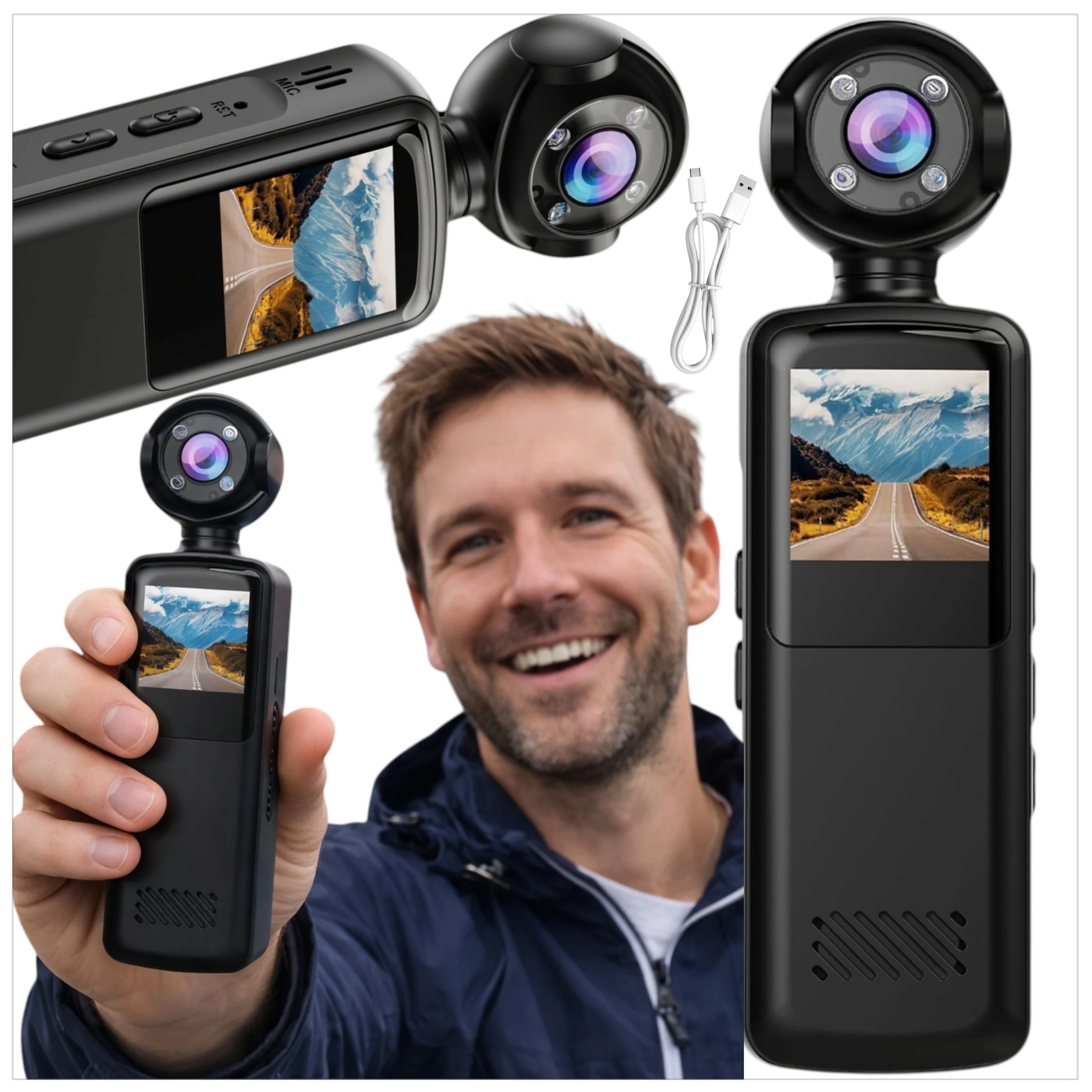 Sportovní Videokamera 1080P Hd Wi-fi Kompaktní Mini Kamera Pro Vlogy A Fotografie