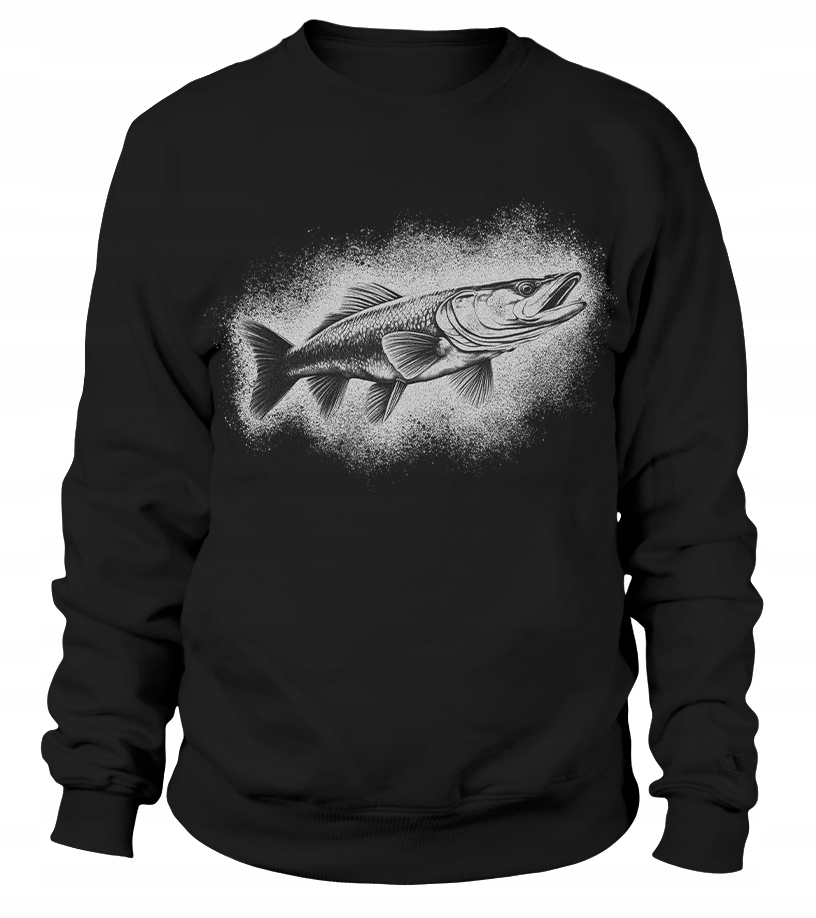 Pánská Mikina Štika Monochrom Černá Xs Dárek pro rybáře Ryby pro negy