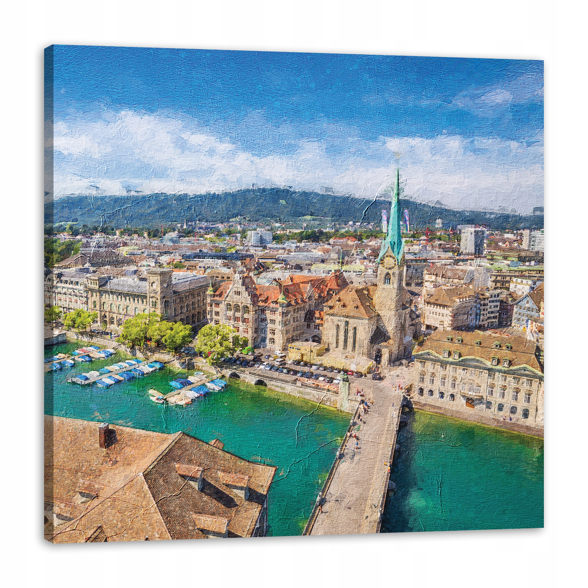 Obraz na plátně Pastelové město Umění Léto Krajina 90x90 cm