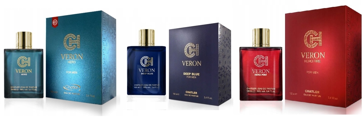 Chatler Veron Hero Fire Deep Blue 3x100 ml pánská parfémovaná voda Set