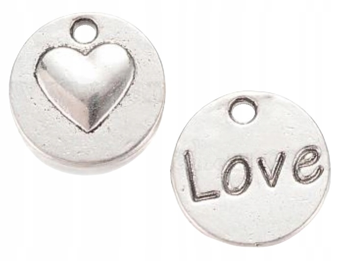 Zawieszki Charms Serce Koło Love 14mm 7szt Miłość Zawieszka Wisiorek Metal