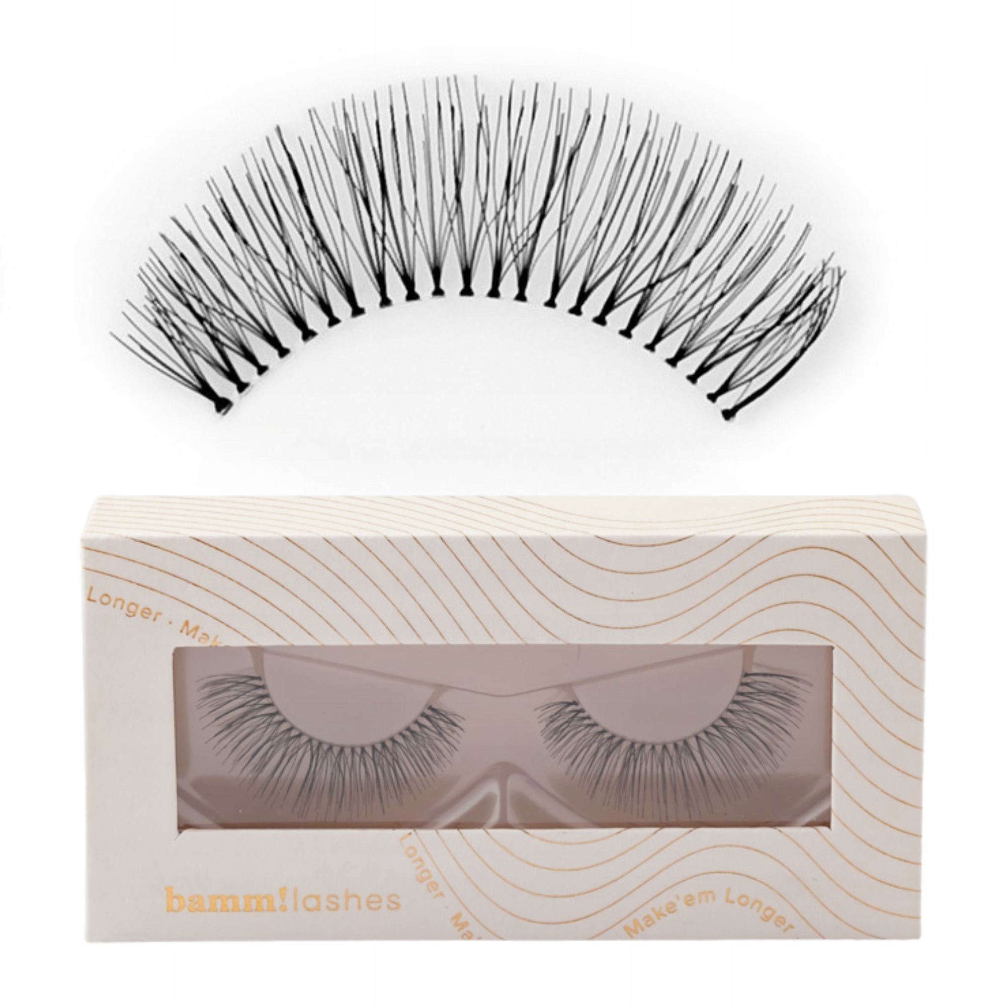 Husté dlouhé umělé řasy na opakovaně použitelném pásku černé Bamm Lashes