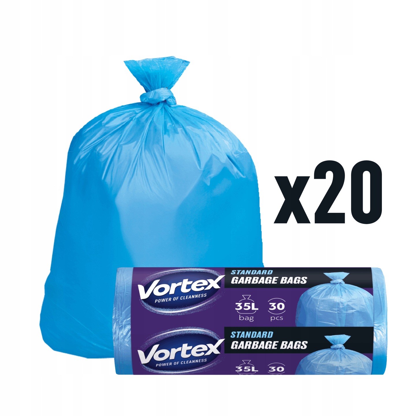 Levně Vortex pytle na odpadky Hdpe 50x60 cm Modré 35L 30ks (20×30ks) 600ks
