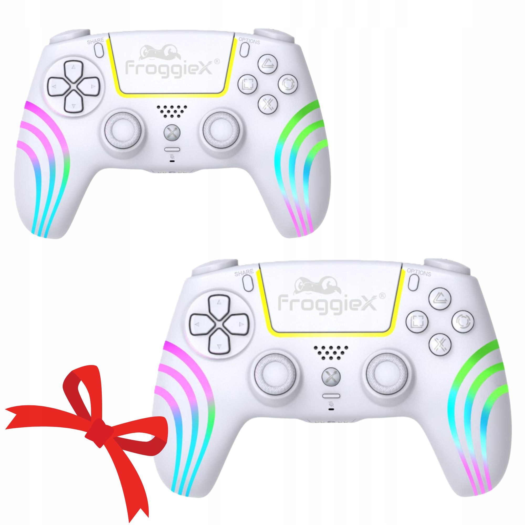 Zestaw 2x kontroler bezprzewodowy PS5 biały Rgb Turbo i dodatkowe przyciski