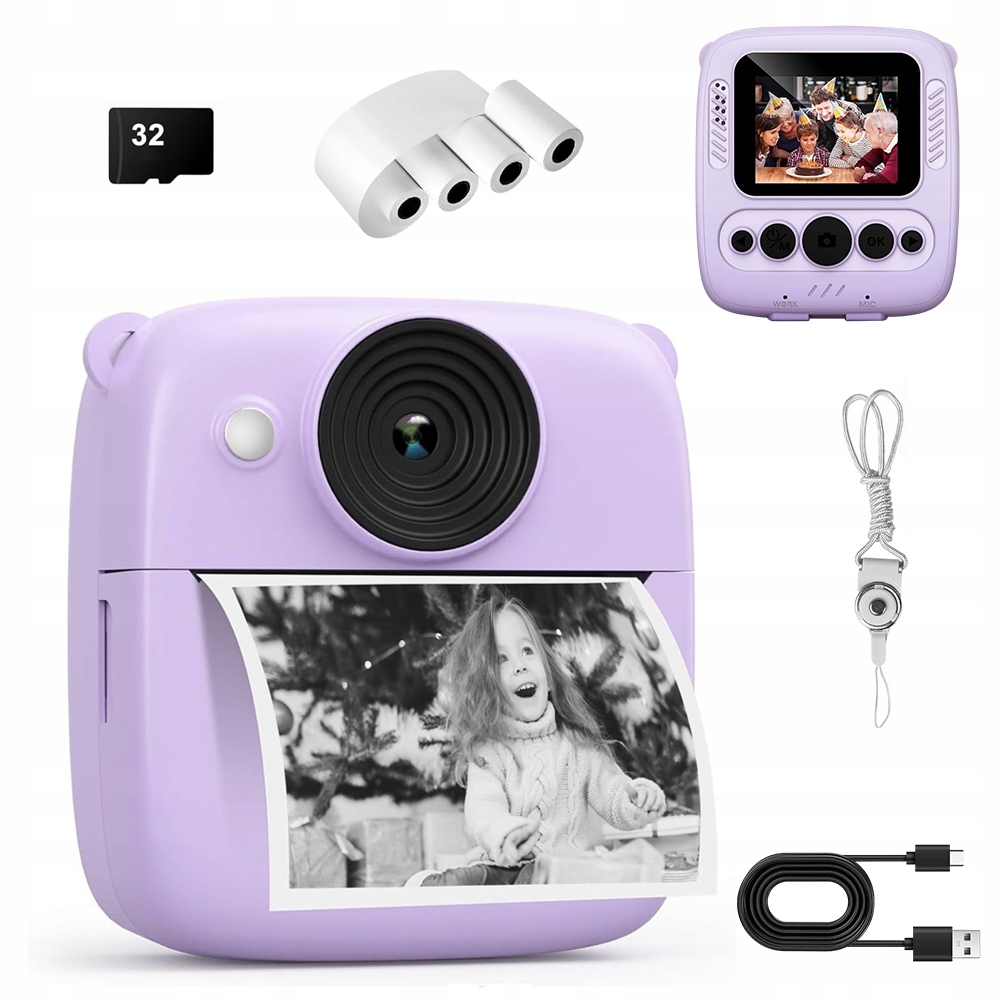 Mini Tiskárna Termální Tiskový Fotoaparát 16X Instantní Pro Děti 4 Rolky