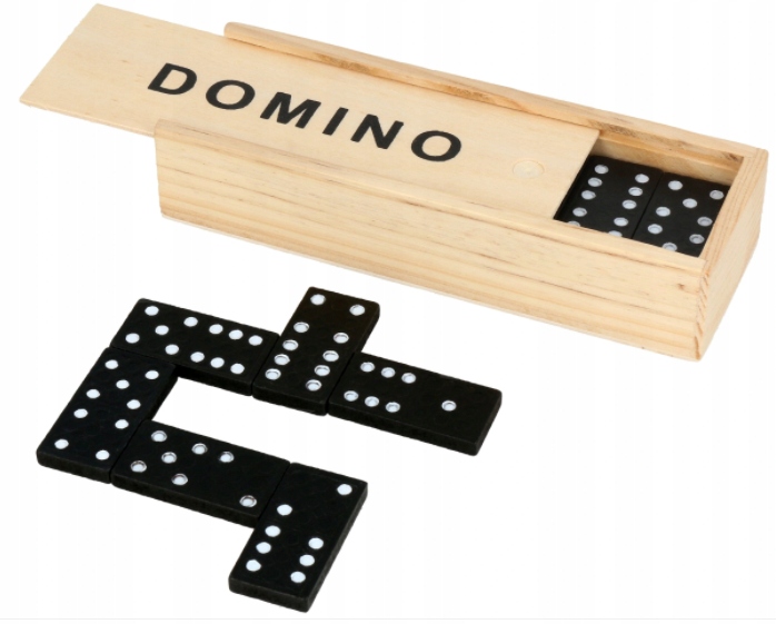 DOMINO DREWNIANE KLOCKI GRA RODZINNA + PUDEŁKO Typ Podstawa + dodatek