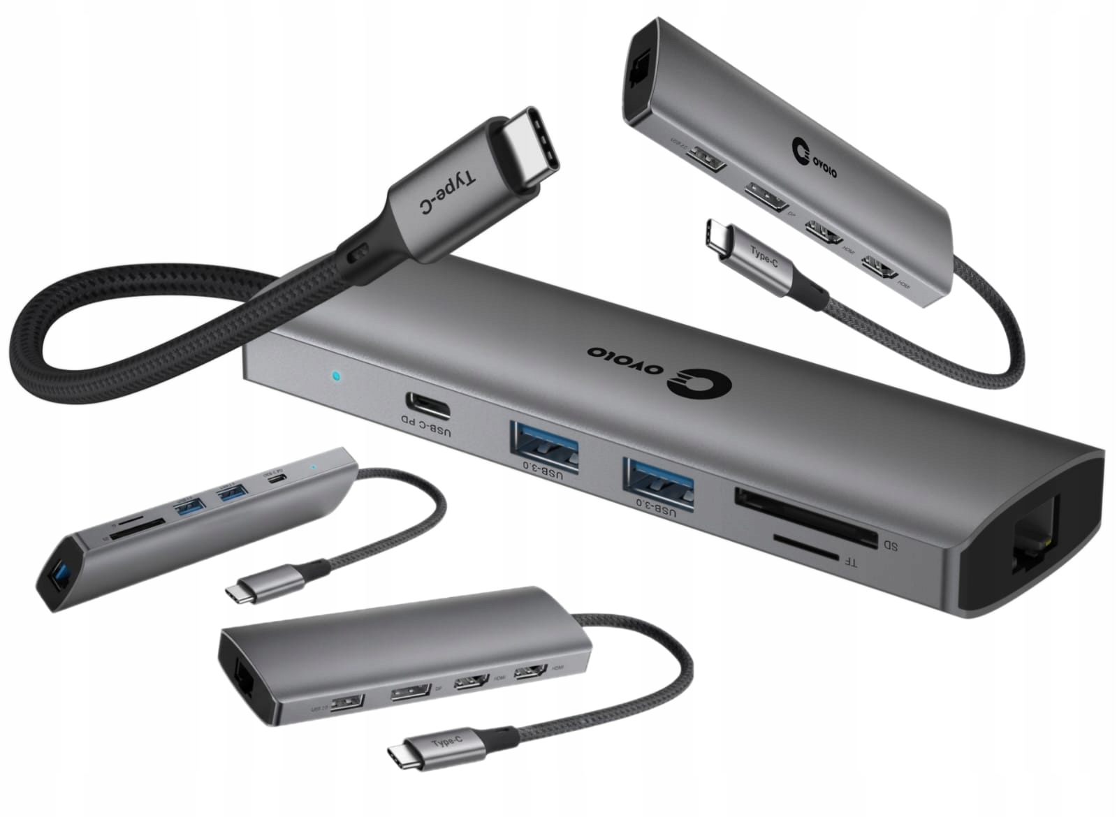 Hub 100W Více portů a nabíjení jedním kabelem 2 monitory Asus Usb-c