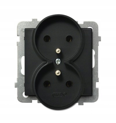 OSPEL SONATA Gniazdo podw. uz. czarne GP-2RRZ/m/33