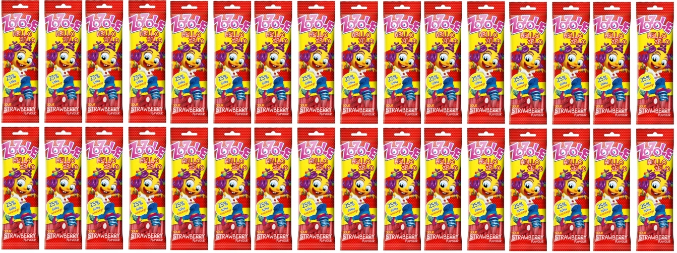 Levně 32 x 75 g Zozole Želé Bonbony Sour Strawberry Karton