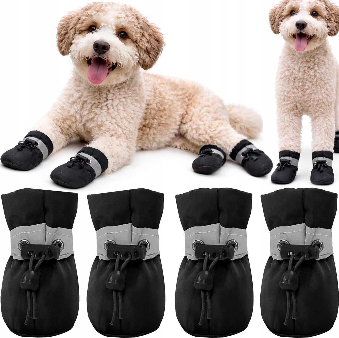 Levně Ochranné Boty Na Tlapky Pro Psa Kočku Zateplené Zimní Oblečení Černé M