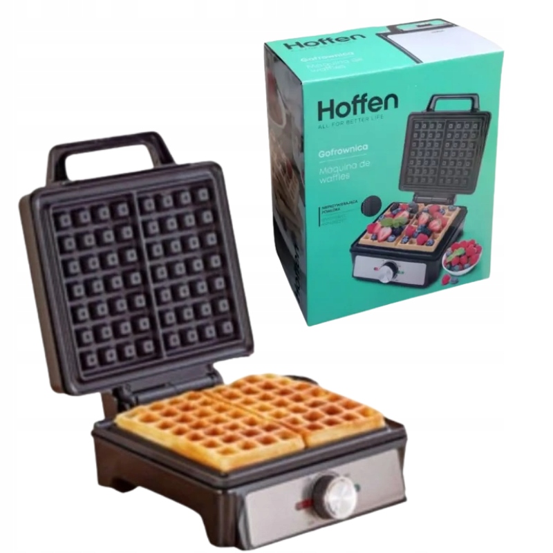 Vaflovač Hoffen 1600 W stříbrný, nepřilnavý, 2 vafle