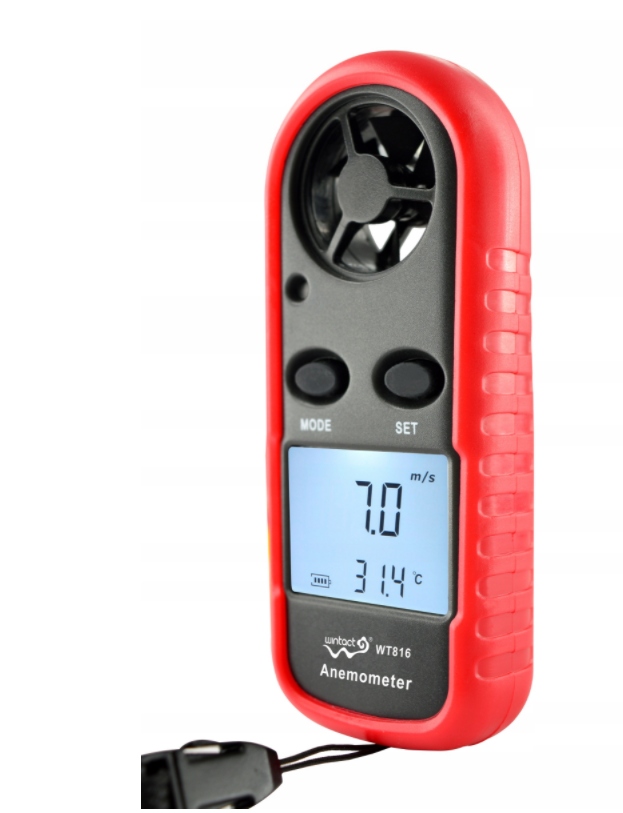 ANEMOMETR WIATROMIERZ Miernik Pomiar Wiatru i Temperatury do 30 m/s LCD