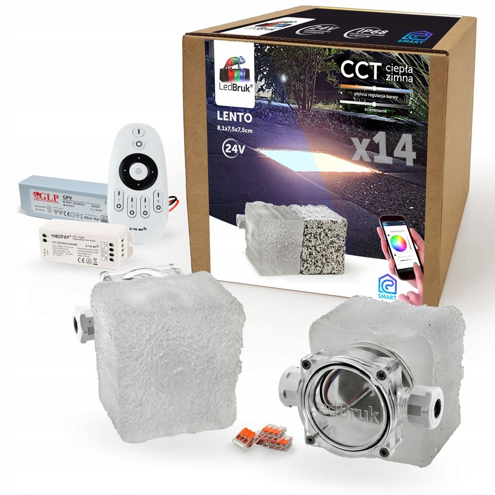 14x LedBruk Świecąca Kostka Brukowa LED Lento CCT