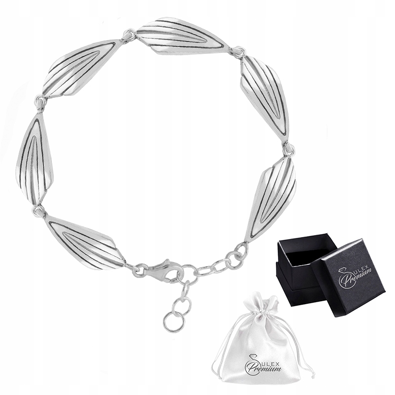 Náramek stříbro ryzost 925 Elegantní Leštěný náramek Listy Harmonie