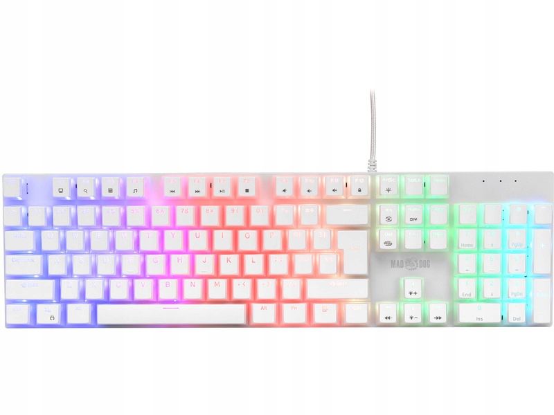 Klawiatura Mad Dog GK910W Gateron Red Biały