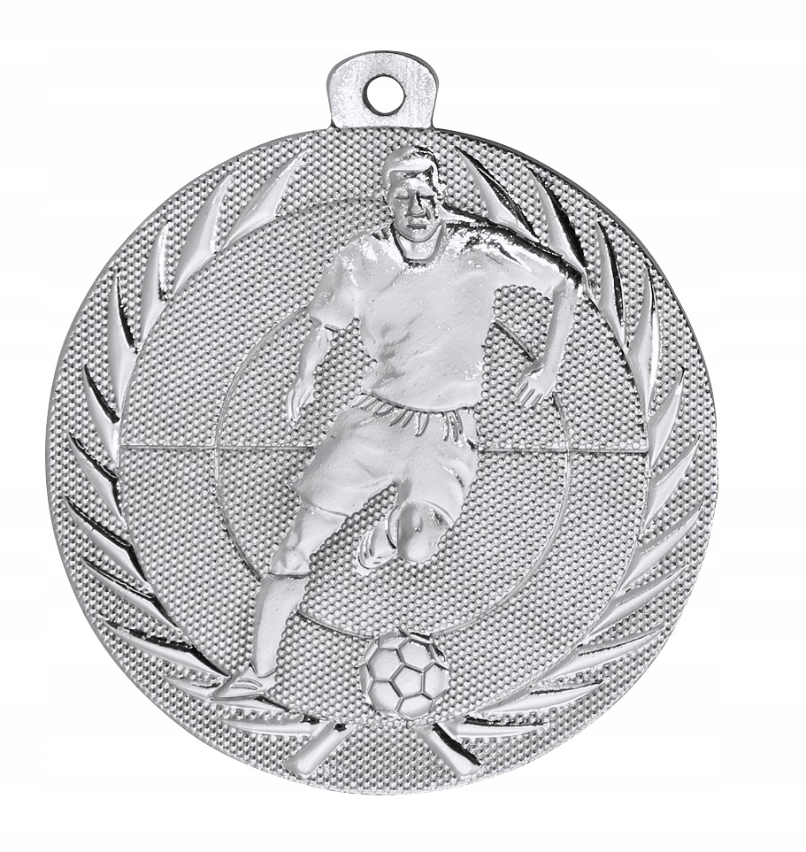 Medal Srebrny 50mm Piłka nożna , wstążka