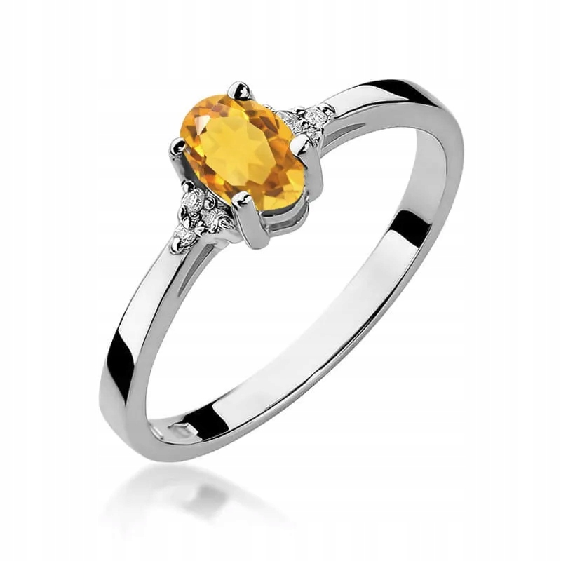 Złoty pierścionek Cytryn 0,60ct białe złoto pr. 585 06