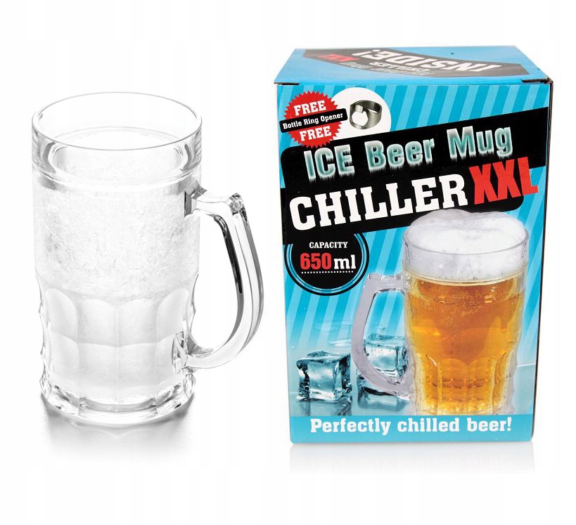 

Lodowy Kufel Chłodzący 650ML XXL Otwieracz Piwa