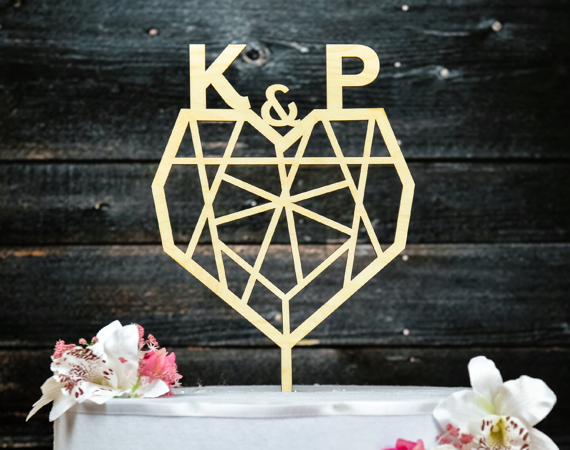 Topper TŚD-8-Inicjały Ślub Wesele Drewniany Marka Dekor Laser