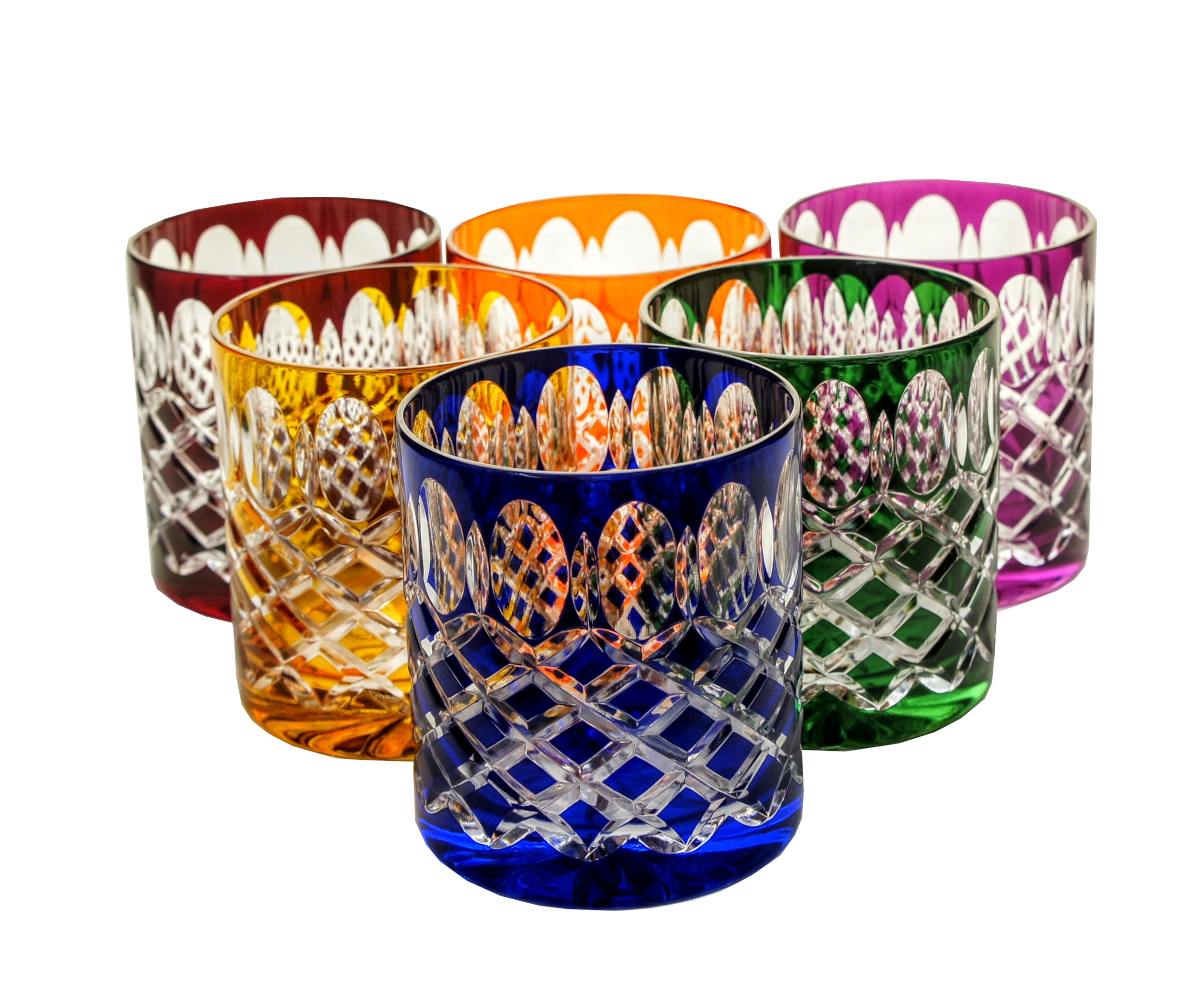 Kolorowe kryształowe szklanki do whisky 280 ml