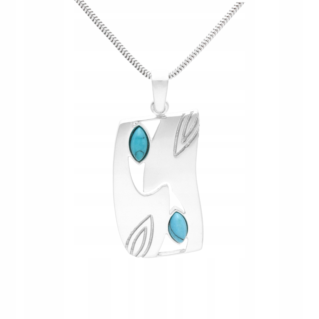 Přívěsek s tyrkysem, obdélník, stříbro