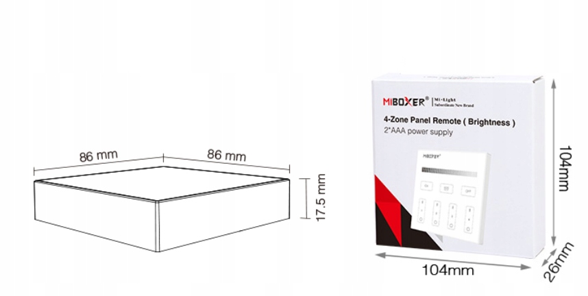 Panel pilot szklany ścienny BIAŁY do oświetlenia LED mono Milight Miboxer Marka Miboxer