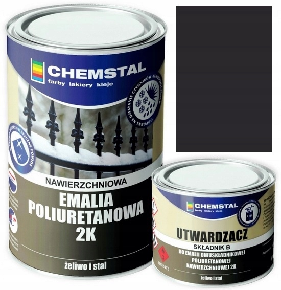 Chemstal Emalia Poliuretanowa 2K Do Metalu Czarna 6L