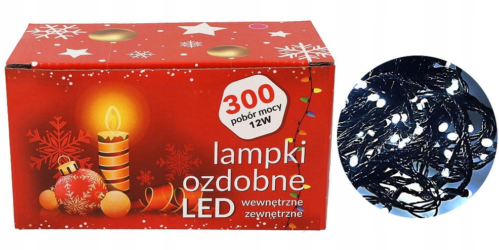 LAMPKI CHOINKOWE 300 LED BIAŁE ZIMNE PROGRAMATOR Stan opakowania oryginalne