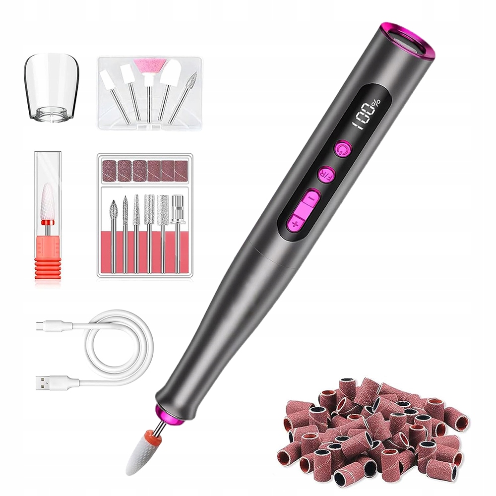 Elektrický Pilník Na Nehty Nastavitelný Usb LCD Bezdrátový Set
