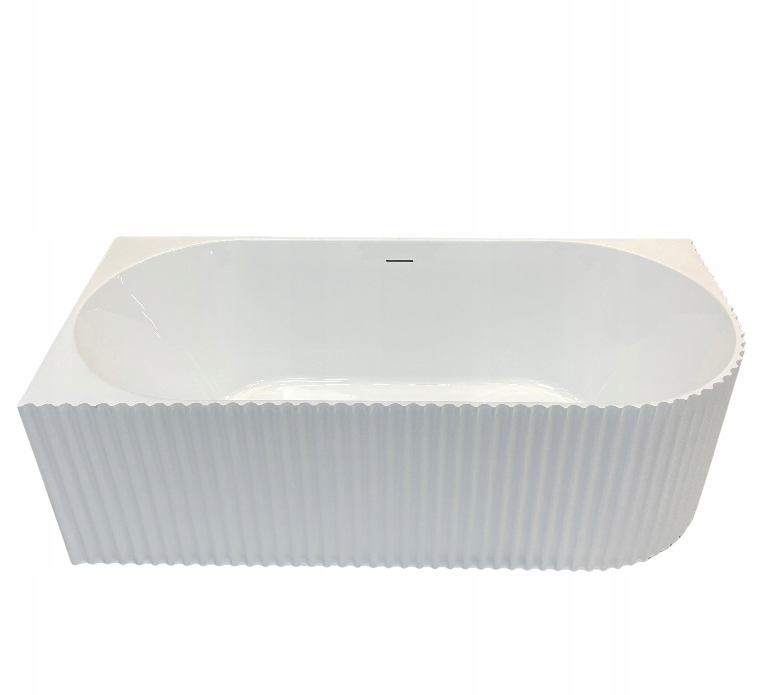 Levá rohová vana 160 cm nástěnná Indes Barbara bílá rýhovaná