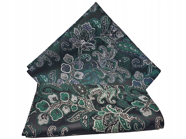 CZARNA ZIELONA SREBRNA WZORY POSZETKA BUTONIERKA
