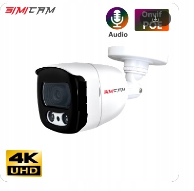 8MP 4K 3840x2160 kamera PoE zewnętrzna/wewnętrzna audio