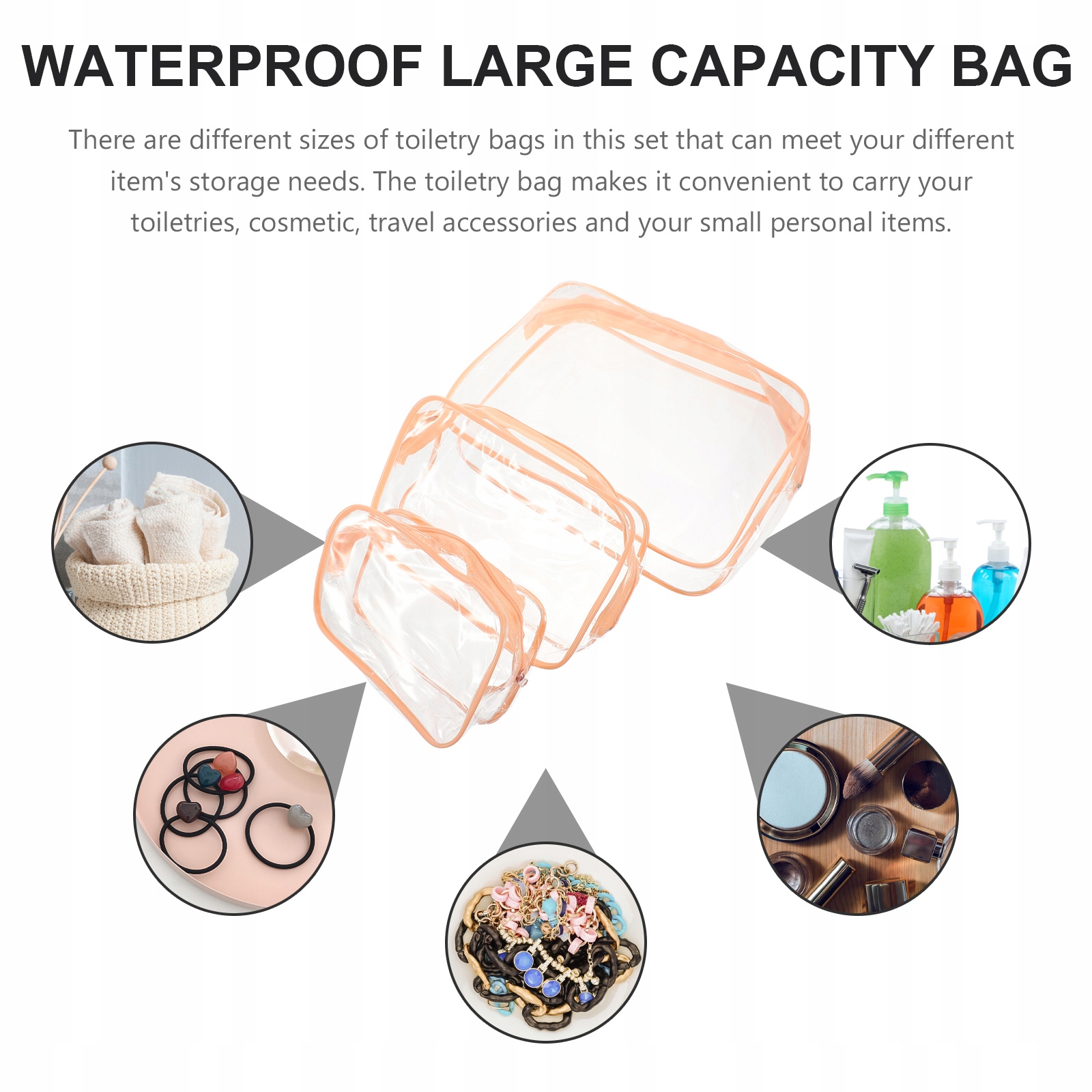 Torba podróżna z pcv, przezroczysta, kosmetyc Marka bez marki