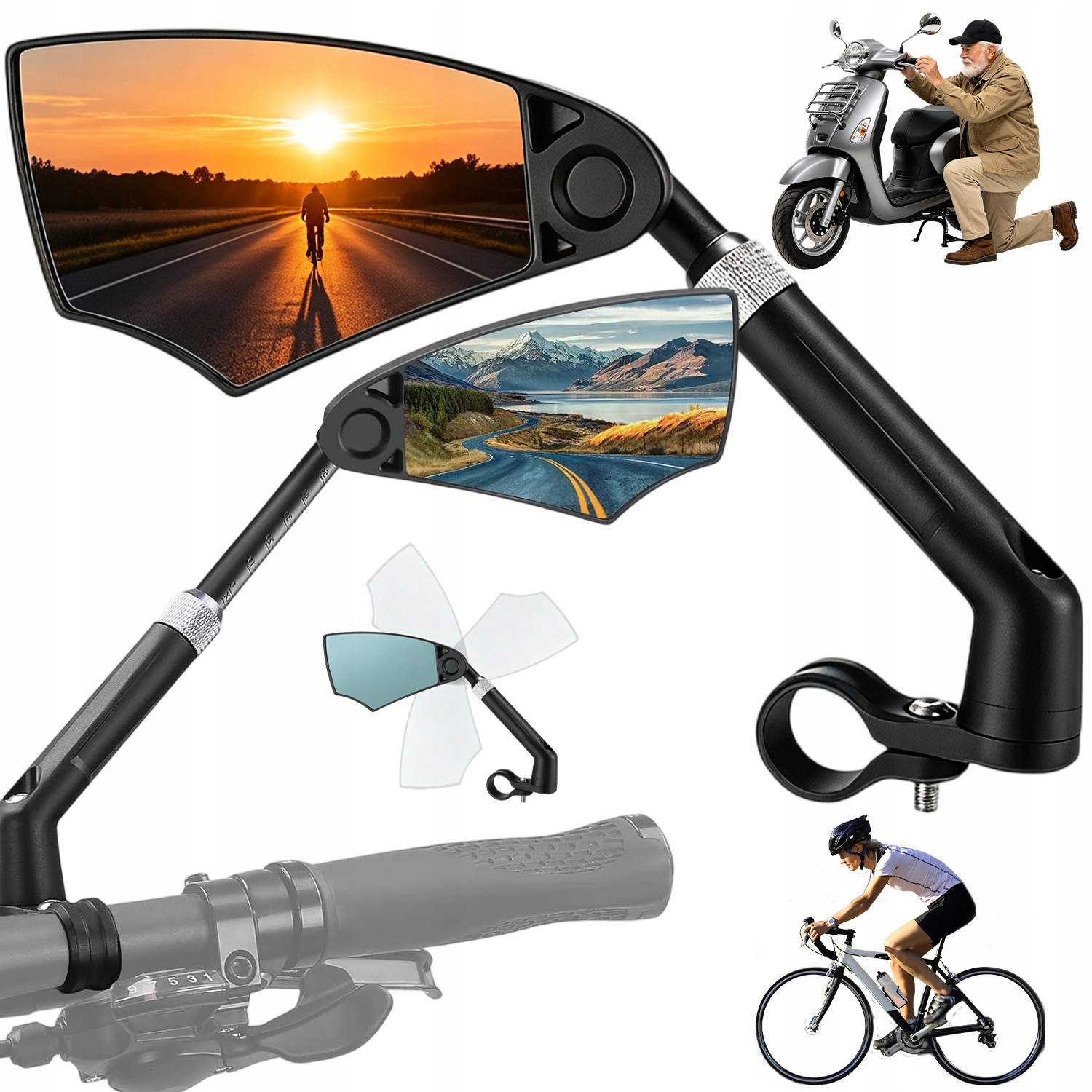 Zpětné Zrcátko 360° 20-23 MM Pro Elektrokolo Mtb A Koloběžku