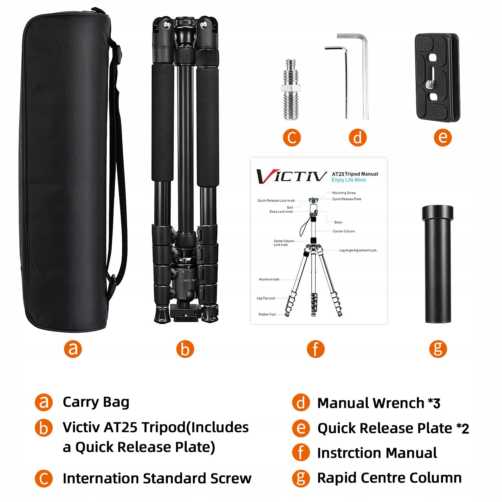 VICTIV Statyw Aluminiowy 205cm Z Głowicą Kulową I Monopodem — miniatura 8