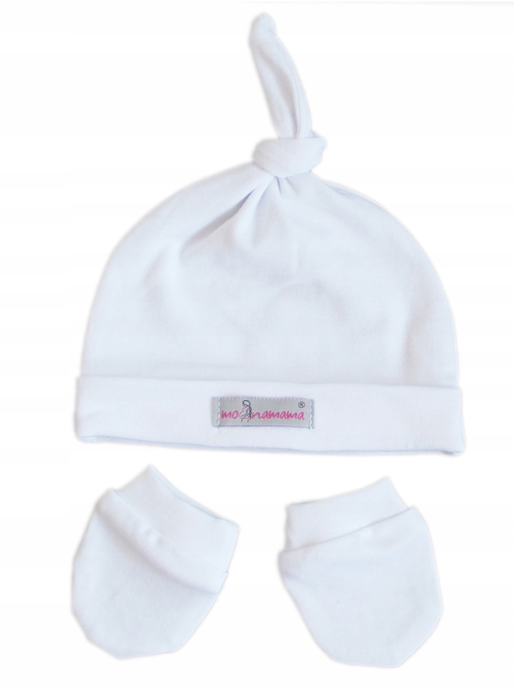 

Zestaw dla Noworodka czapka supełek+łapki Polska