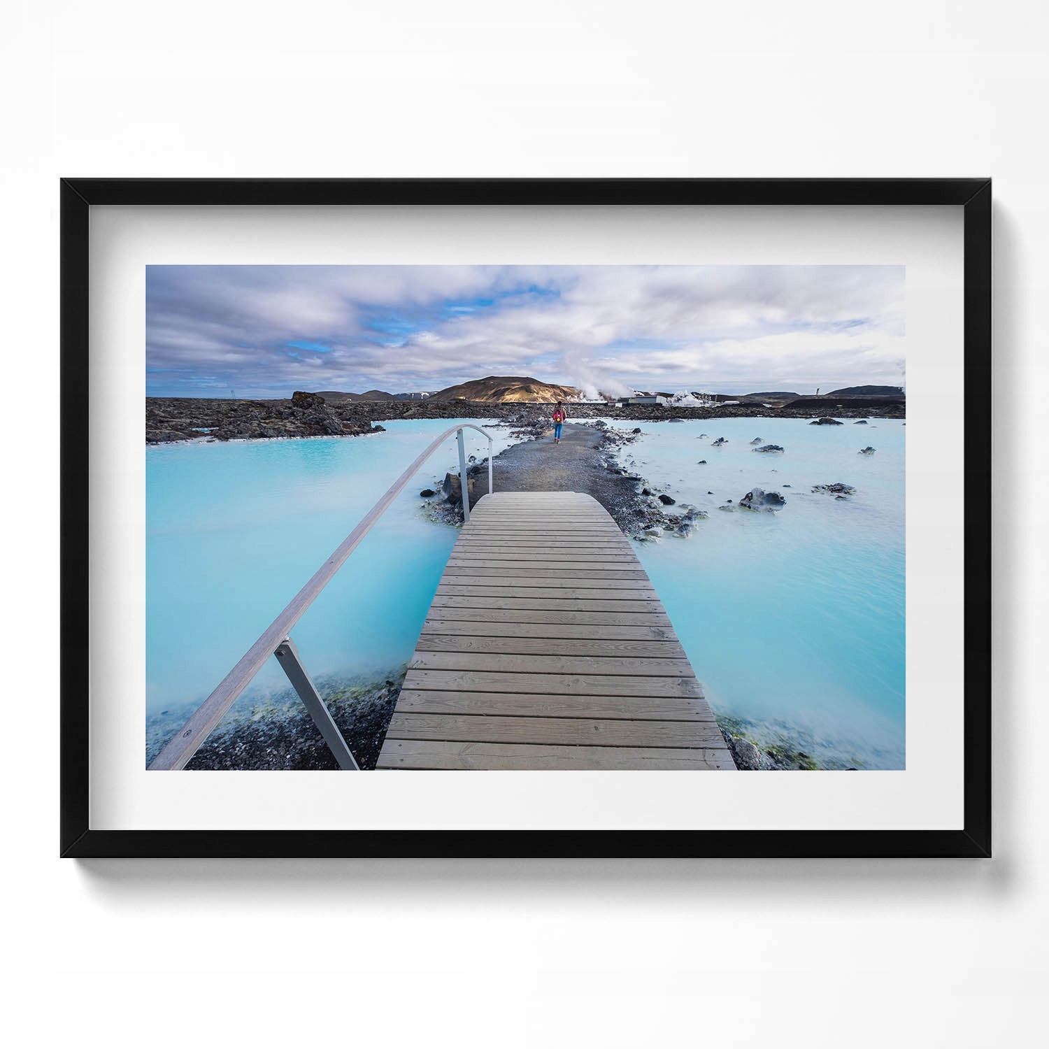 Nástěnný dekorativní obraz v rámu s grafikou Atrakce na Islandu 70x50 cm