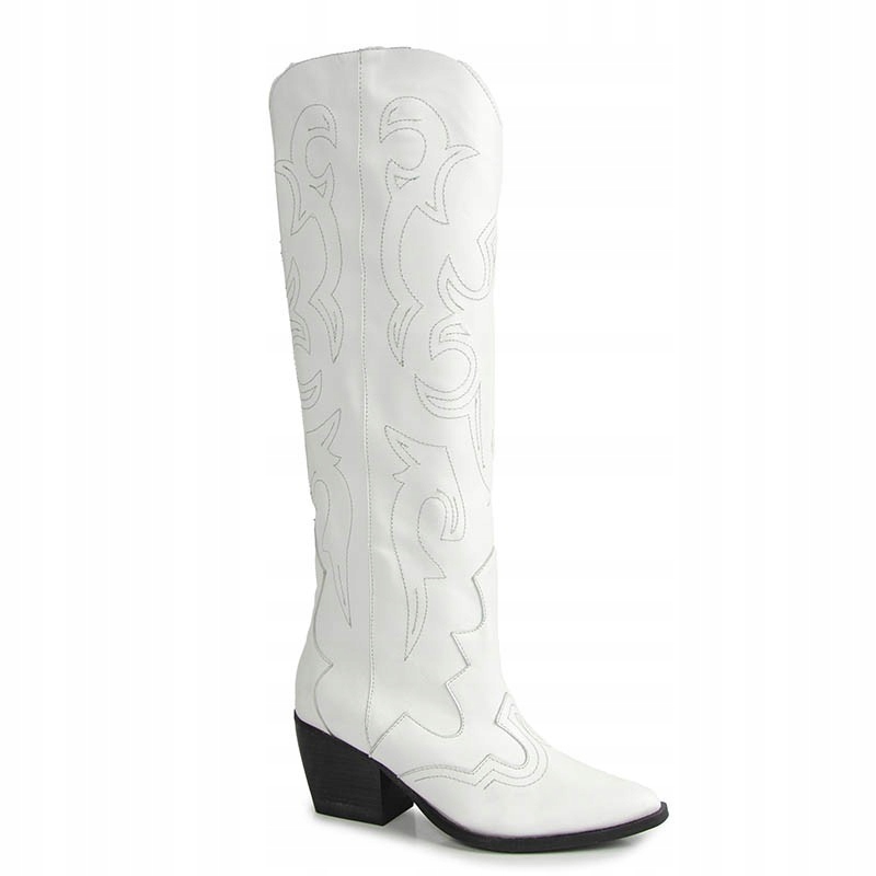 Carinii B9632 Bílé Kožené Kozačky 38