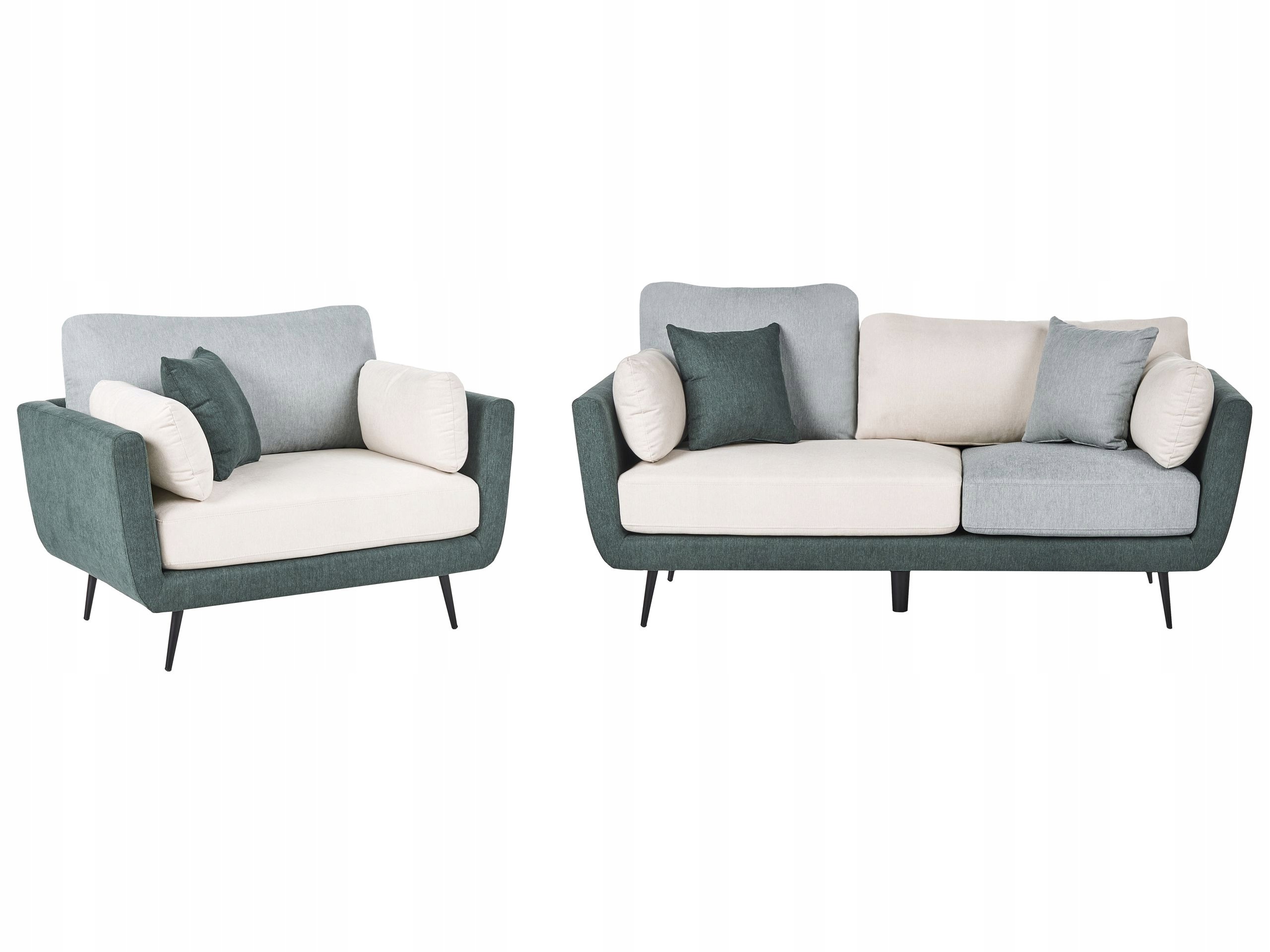 Zestaw do salonu sofa fotel tapicerowane do salonu biało zielony