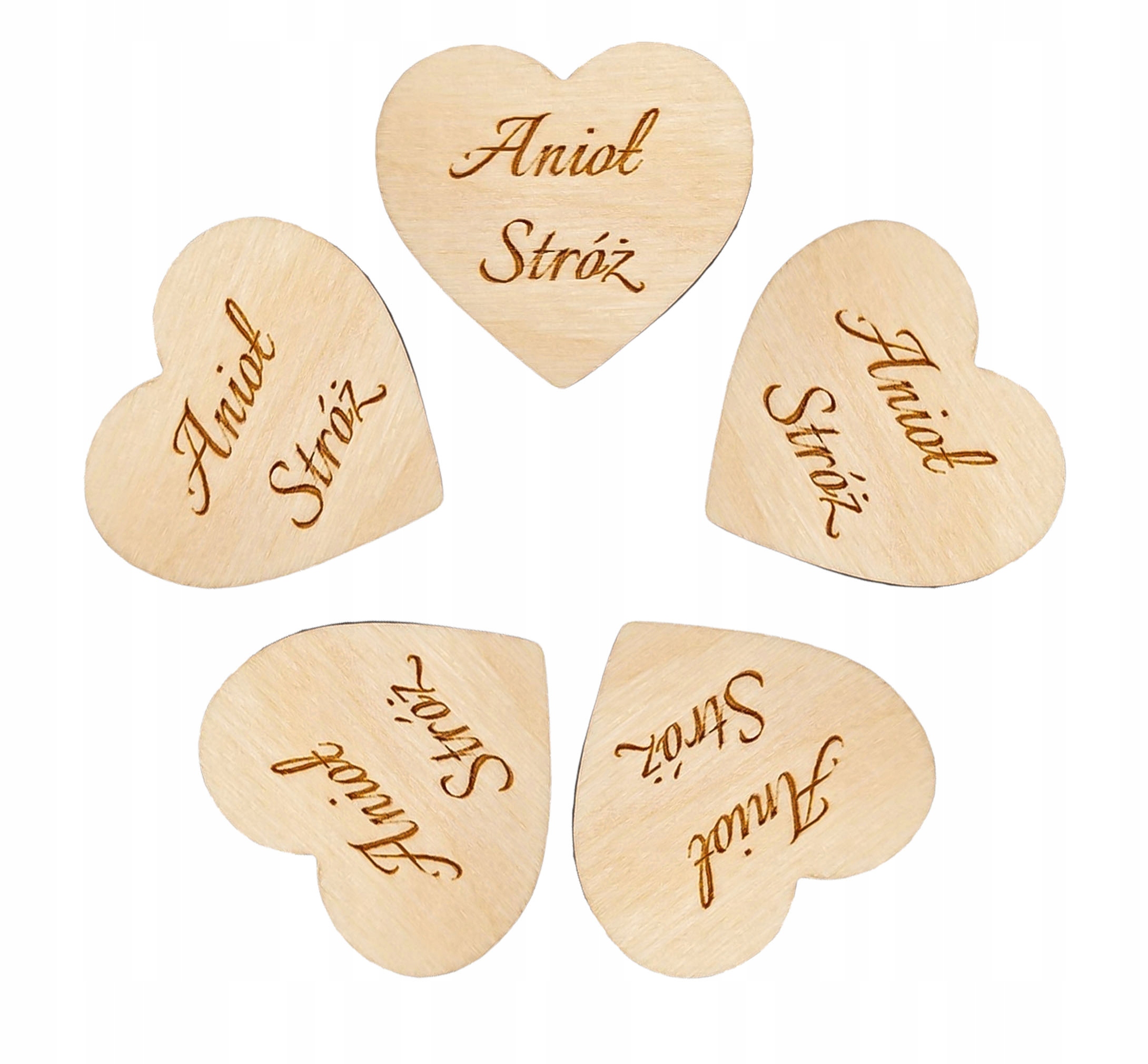 Drewniane serduszko Anioł Stróż 3cm 5 szt Baza do makramy Aniołek