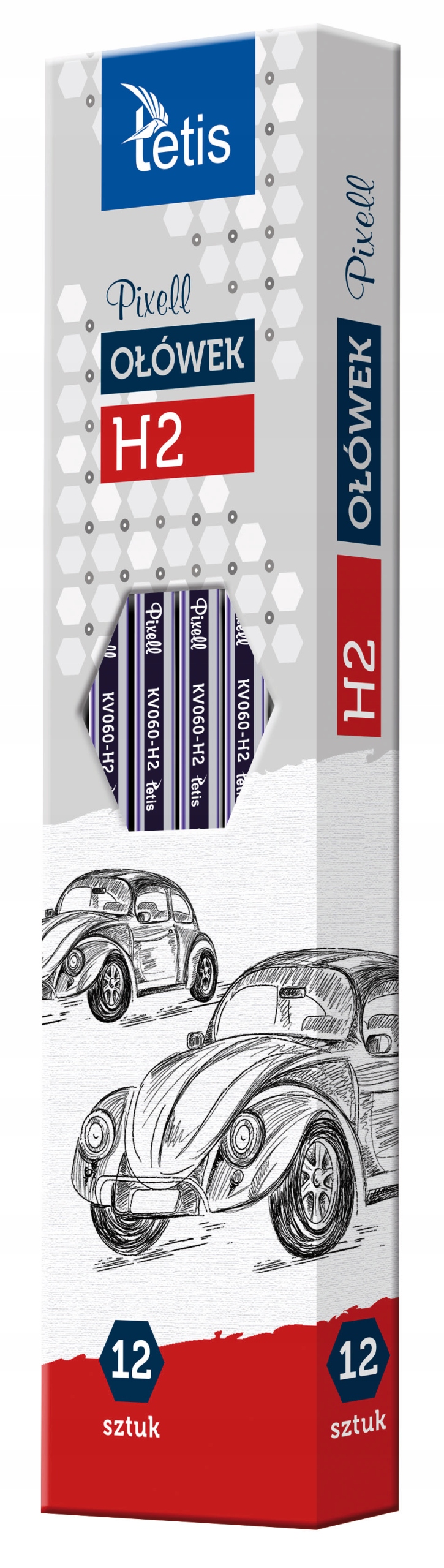TETIS KV060-H2 OŁÓWEK Z PIXELL TWAROŚĆ H2 12SZT Twardość H