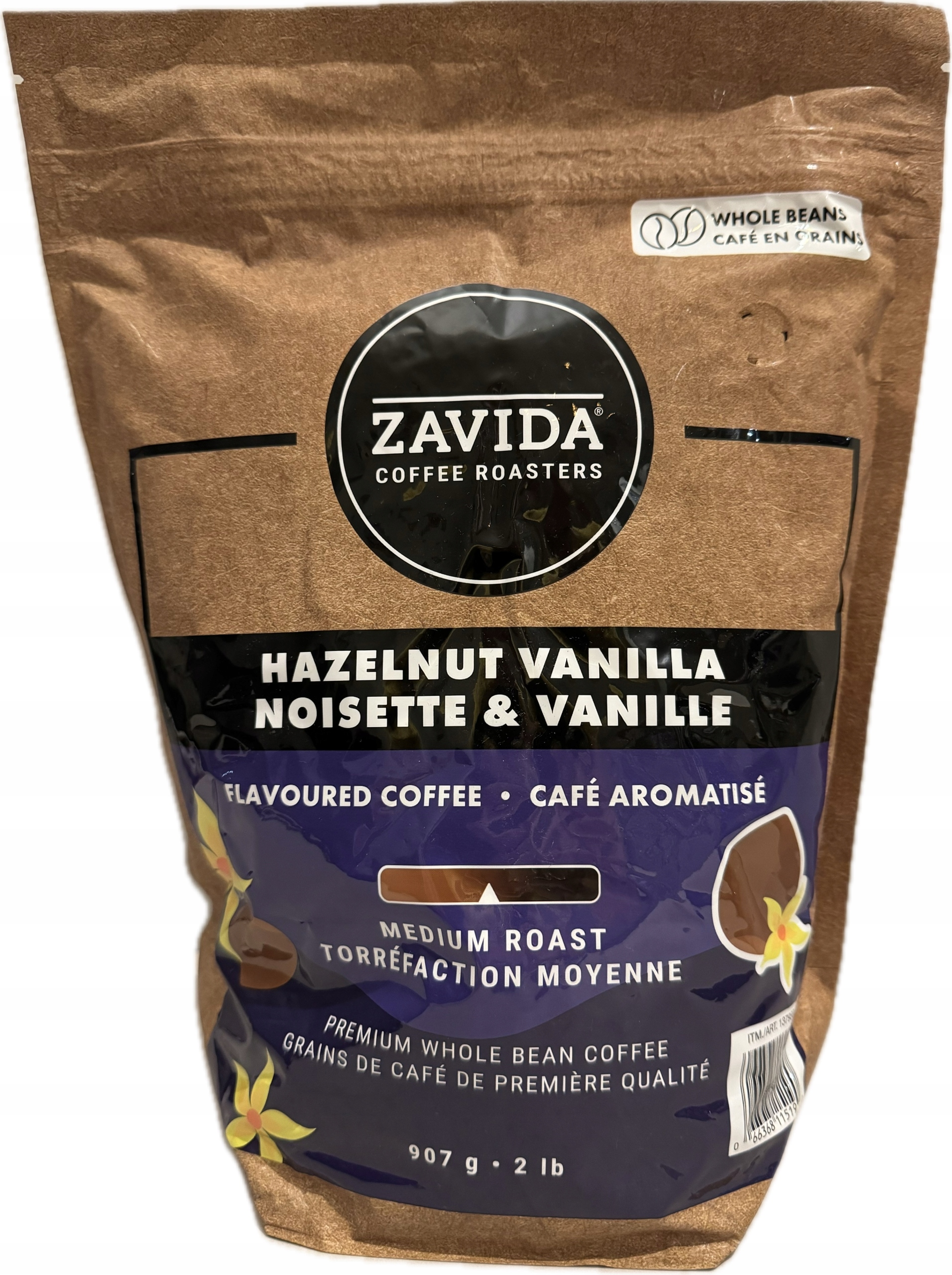 Levně Káva zrnková Arabica Zavida Hazelnut Vanilla 907 g