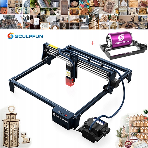 Laserové gravírování Sculpfun S30 Pro s válečkem vzduchovou pumpou