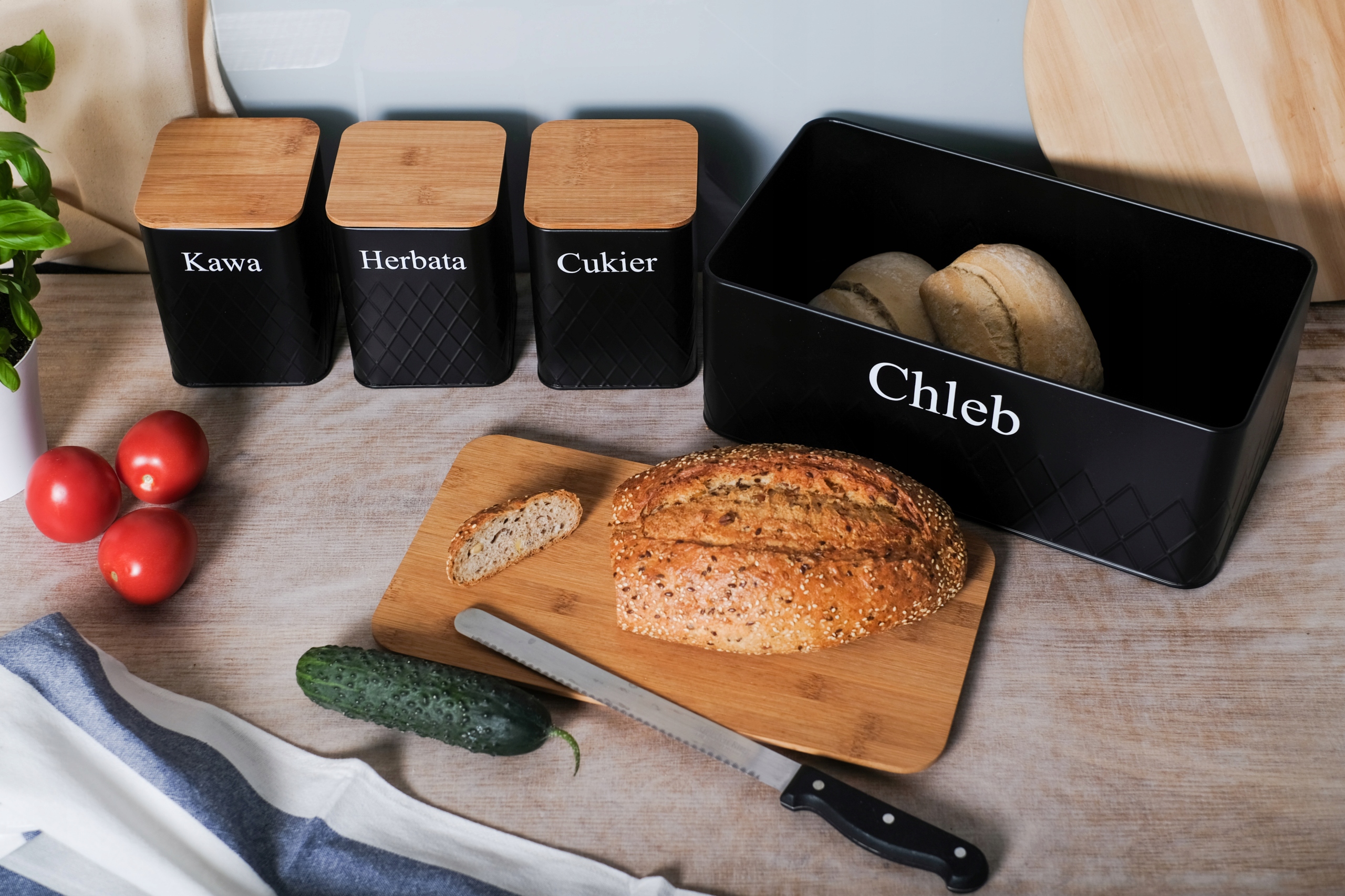 CHLEBAK ZESTAW POJEMNIK KAWA HERBATA CUKIER BAMBUS EAN (GTIN) 5904413382324