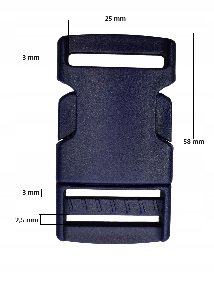 Klamra zatrzaskowa plastikowa 25 mm do paska 1 sztuka granatowy Kod producenta Klamra zatrzaskowa 25 mm 1 sztuka granat