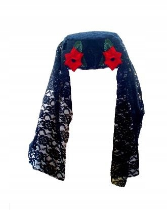 SUPER Czapka Arabka Czarna z Różami CC207