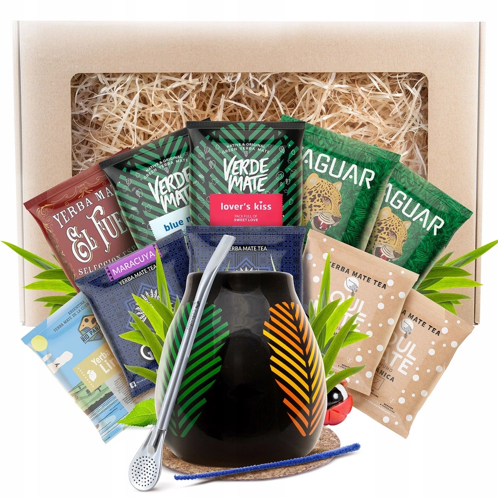 Dárková sada Yerba Mate tykev Samba bombilla cca 350ml 10x50g